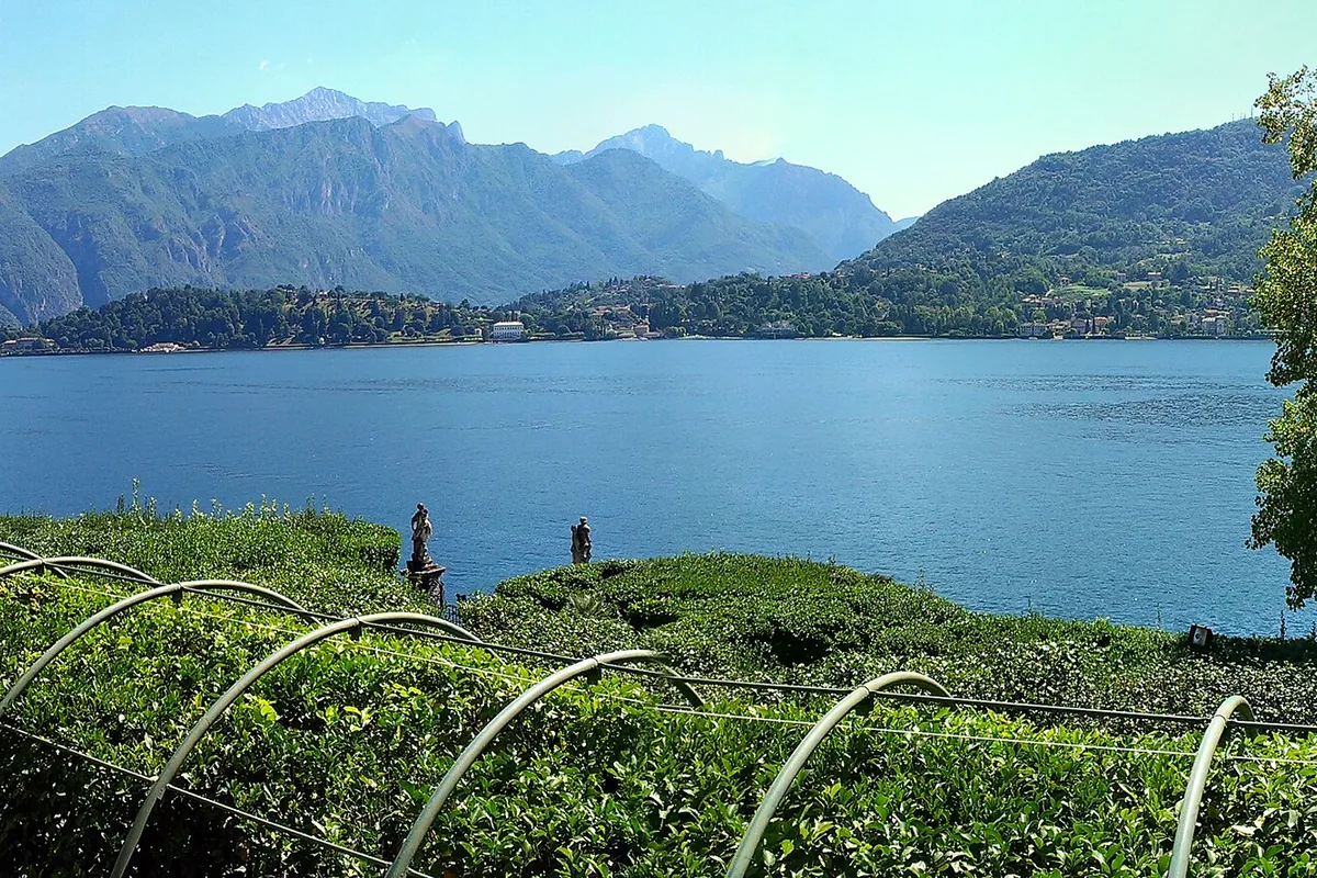 The garden and lake view at Villa Carlotta, Tremezzo, Lake Como, Italy